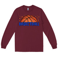 Burgundy basketball Long Sleeve Tee - MaliasSmallBusiness