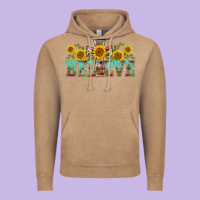 Western Believe Sunflowers Flowers Vintage Hoodie Designed By Barkaloodesign