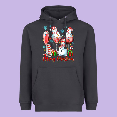 Merry Christmas Wine Glasses Heavyweight Hoodie Designed By Texasbilliewilder