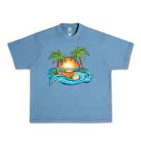 Pebble Blue sunset beach scene Urban Heavy Tee - MaliasSmallBusiness