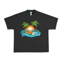 Pigment Black sunset beach scene Urban Heavy Tee - MaliasSmallBusiness