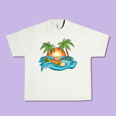 Sunset Beach Scene Urban Heavy Tee Designed By Maliassmallbusiness