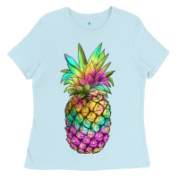 Baby Blue tie dye pineapple Ladies Tee - JahusDesignShop