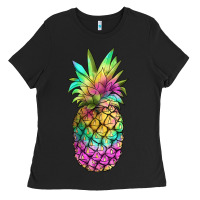 Black tie dye pineapple Ladies Tee - JahusDesignShop