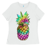 White tie dye pineapple Ladies Tee - JahusDesignShop