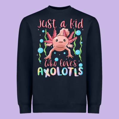 Just A Kid Who Loves Axolotls Heavyweight Sweatshirt Designed By Maliassmallbusiness