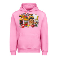 Fuchsia Pink School Bus Coffee Cups Urban Hoodie - FaDigitalArtStudio