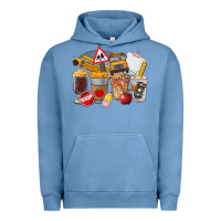 Pigment Pebble Blue School Bus Coffee Cups Urban Hoodie - FaDigitalArtStudio
