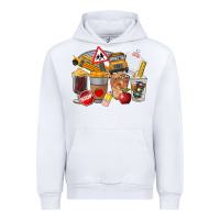 White School Bus Coffee Cups Urban Hoodie - FaDigitalArtStudio