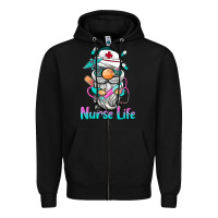 Black nurse life  gnome Zipper Hoodie - BarkalooDesign