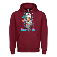 Burgundy nurse life  gnome Zipper Hoodie - BarkalooDesign