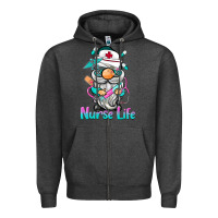 Charcoal Heather nurse life  gnome Zipper Hoodie - BarkalooDesign