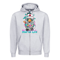Heather Grey nurse life  gnome Zipper Hoodie - BarkalooDesign