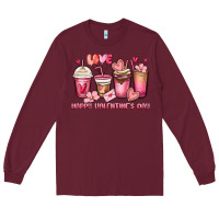 Burgundy happy valentine's day coffee cups Long Sleeve Tee - MaliasSmallBusiness