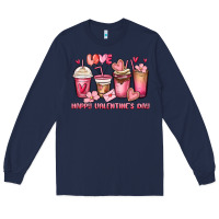 Navy happy valentine's day coffee cups Long Sleeve Tee - MaliasSmallBusiness