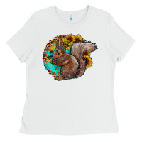 White western squirrel with sunflowers Ladies Tee - CowhideDigitalArt