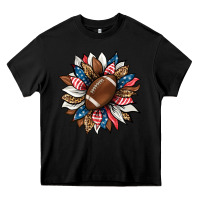 Black american football sunflower Heavy Core Tee - HRA Design Shop