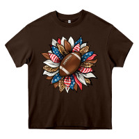Chocolate Brown american football sunflower Heavy Core Tee - HRA Design Shop
