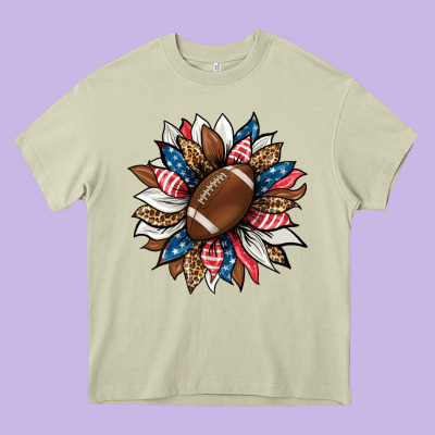 American Football Sunflower Heavy Core Tee Designed By Hra Design Shop