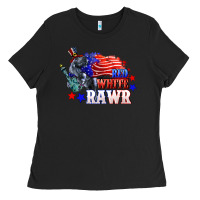 Black Red white rawr 4th of july Ladies Tee - CowGirlArtShop