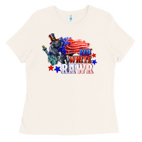 Bone Red white rawr 4th of july Ladies Tee - CowGirlArtShop