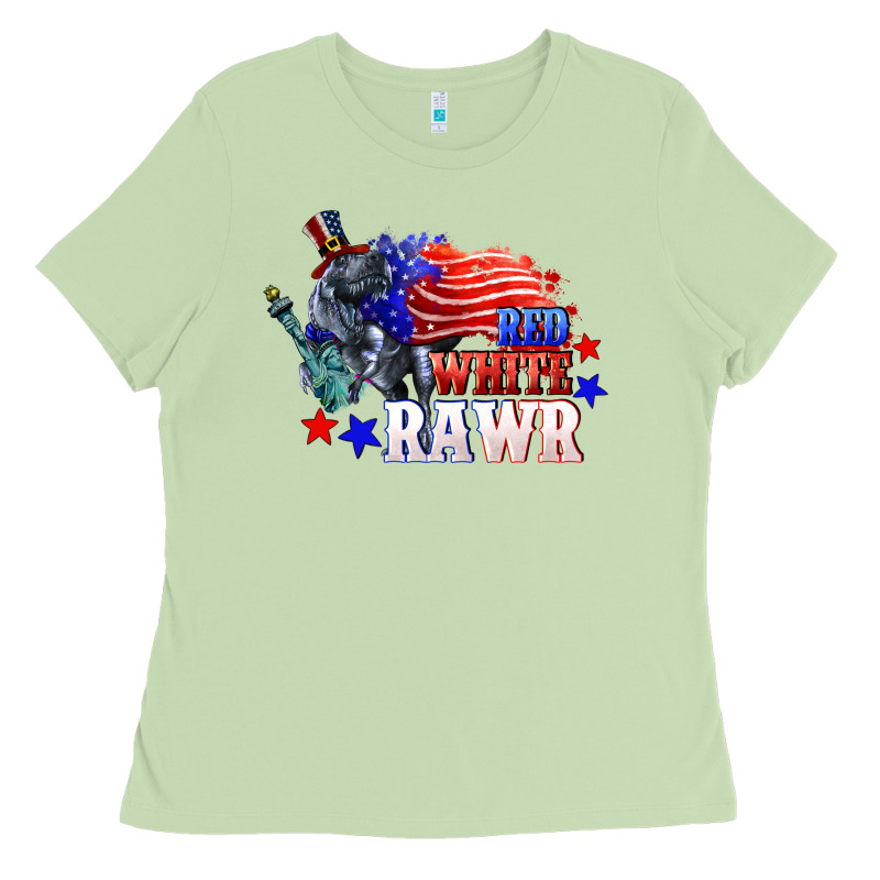 Red White Rawr 4th Of July Ladies Tee by CowGirlArtShop | Teevron