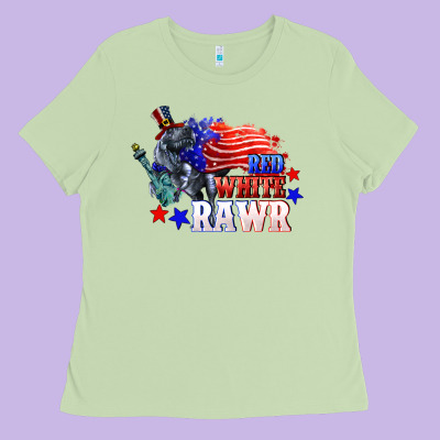 Red White Rawr 4th Of July Ladies Tee Designed By Cowgirlartshop