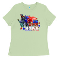 Matcha Red white rawr 4th of july Ladies Tee - CowGirlArtShop