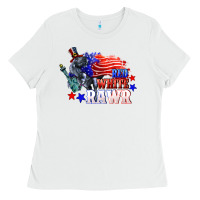 White Red white rawr 4th of july Ladies Tee - CowGirlArtShop