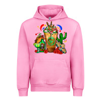 Fuchsia Pink Mexican Cold Drink With Cactus Sombrero And Tequil Urban Hoodie - FaDigitalArtStudio