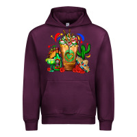 Mauve Wine Mexican Cold Drink With Cactus Sombrero And Tequil Urban Hoodie - FaDigitalArtStudio