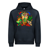 Navy Mexican Cold Drink With Cactus Sombrero And Tequil Urban Hoodie - FaDigitalArtStudio