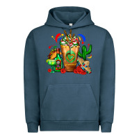 Pigment Midnight Navy Mexican Cold Drink With Cactus Sombrero And Tequil Urban Hoodie - FaDigitalArtStudio