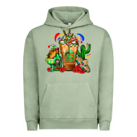 Pigment Oil Green Mexican Cold Drink With Cactus Sombrero And Tequil Urban Hoodie - FaDigitalArtStudio