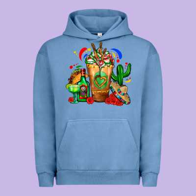 Mexican Cold Drink With Cactus Sombrero And Tequil Urban Hoodie Designed By Fadigitalartstudio