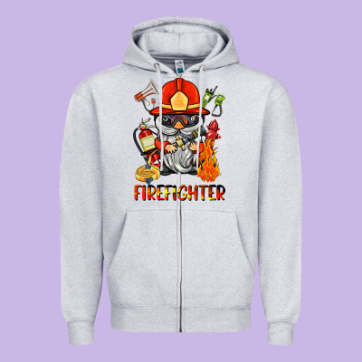Firefighter Gnome Zipper Hoodie Designed By Barkaloodesign