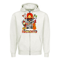 Oatmeal Heather firefighter gnome Zipper Hoodie - BarkalooDesign