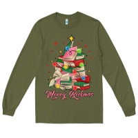 Army Green merry bookmas christmas book tree Long Sleeve Tee - MaliasSmallBusiness