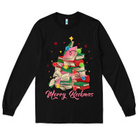 Black merry bookmas christmas book tree Long Sleeve Tee - MaliasSmallBusiness
