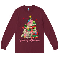 Burgundy merry bookmas christmas book tree Long Sleeve Tee - MaliasSmallBusiness
