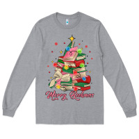 Heather Grey merry bookmas christmas book tree Long Sleeve Tee - MaliasSmallBusiness