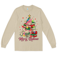 Mushroom merry bookmas christmas book tree Long Sleeve Tee - MaliasSmallBusiness