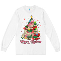 White merry bookmas christmas book tree Long Sleeve Tee - MaliasSmallBusiness