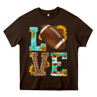 Chocolate Brown western love american football Heavy Core Tee - HRA Design Shop