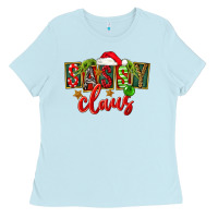 Baby Blue christmas sassy claus Ladies Tee - FaDigitalArtStudio