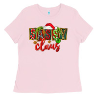 Bubblegum Pink christmas sassy claus Ladies Tee - FaDigitalArtStudio