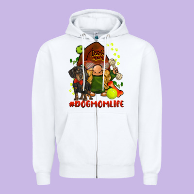 Dog Mom  Life Gnome Zipper Hoodie Designed By Barkaloodesign