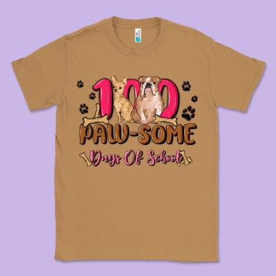 100 Paw Some Days Of School Classic Tee Designed By Maliassmallbusiness