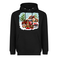 Black Christmas gnomes with red truck Heavyweight Hoodie - NancyCooperArtShop
