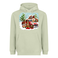 Matcha Christmas gnomes with red truck Heavyweight Hoodie - NancyCooperArtShop